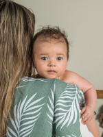 Hydrofiel multidoek 115x115cm Nature ash green (groen met witte print)