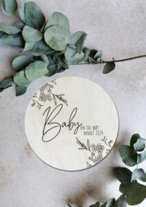 Zwangerschap-aankondigingsschijf - Baby on the way - Flowers