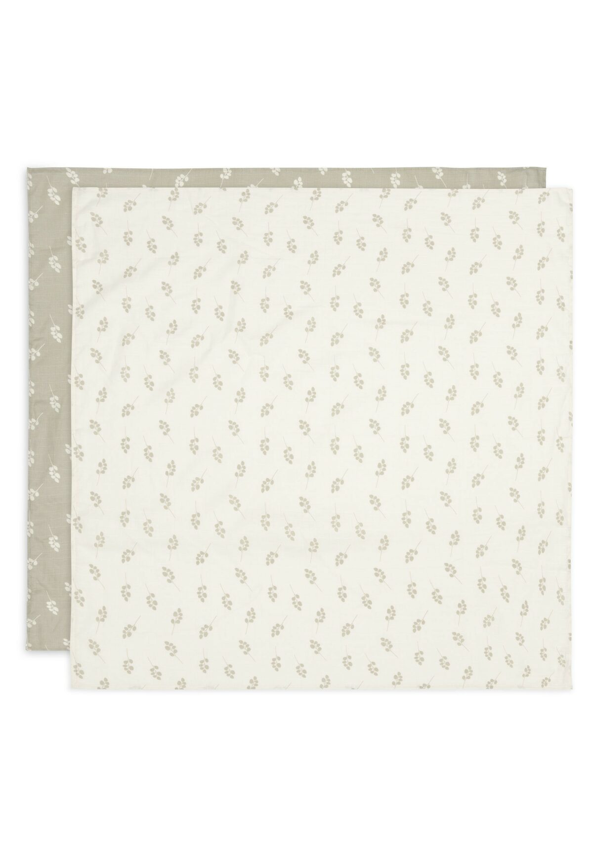 Hydrofiele doek Twig 70x70cm - Olive Green (wit met groen takje) - Afbeelding 2