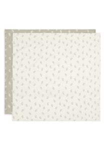Hydrofiele doek Twig 70x70cm - Olive Green (wit met groen takje) - Afbeelding 2