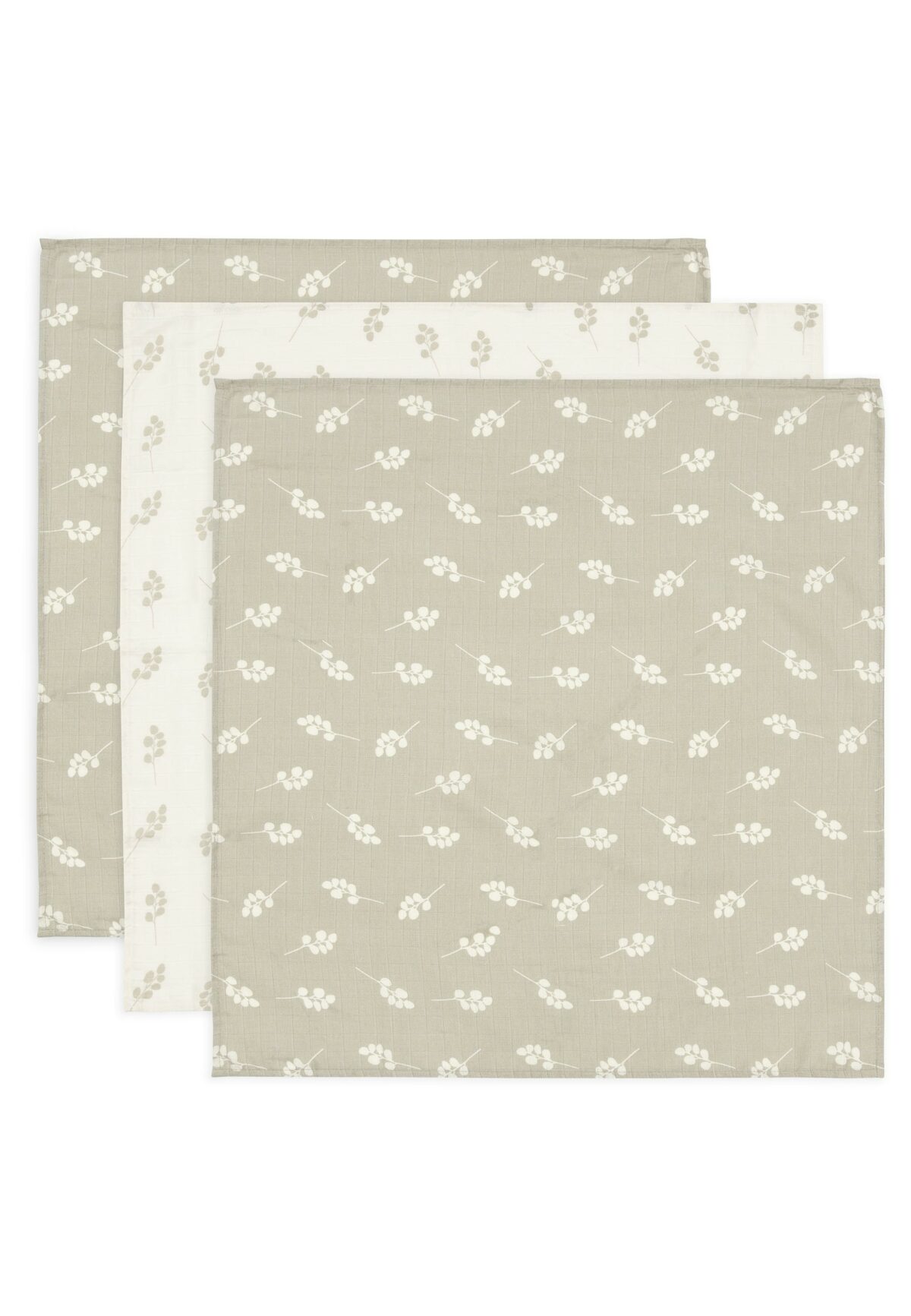 Hydrofiele doek Twig 70x70cm - Olive Green (groen met wit takje) - Afbeelding 2